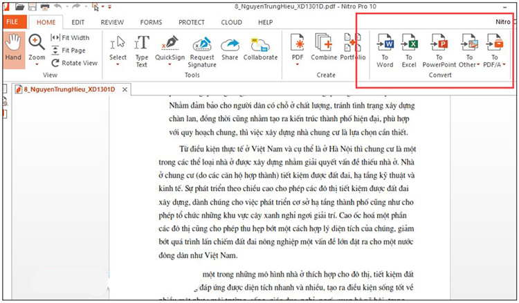 Chuyển đổi file PDF bằng phần mềm Nitro PDF
