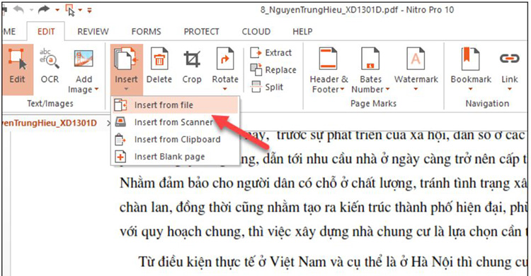 chọn file PDF trong máy tính