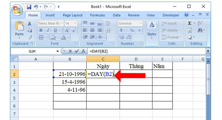 Tách ngày, tháng, năm Excel thành 3 cột riêng biệt trong Excel