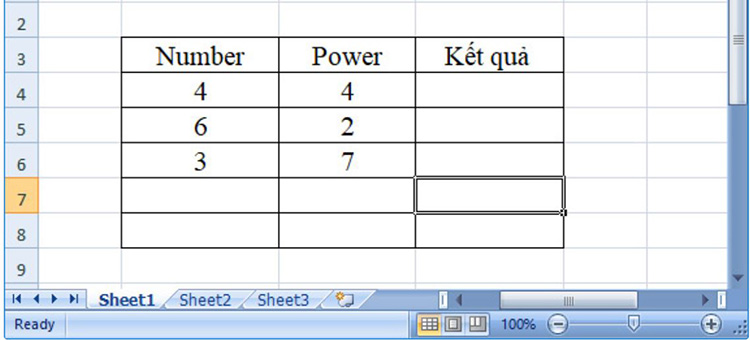 Hướng dẫn dùng hàm POWER - hàm bình phương trong Excel