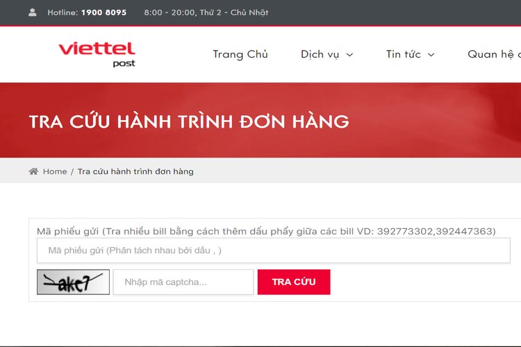 Cách tra mã vận đơn Viettel Post bằng Website